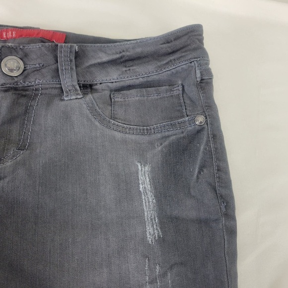 Elle Womens Jeans Size 6 Low Rise Gray Denim Jegging Distressed Charcoal Wash - Picture 11 of 16